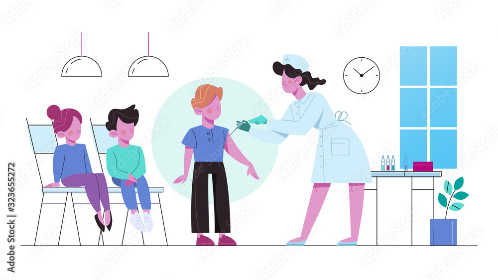 Vaccination concept. Boy having a vaccine injection. Vaccination concept. Boy having a vaccine injection.