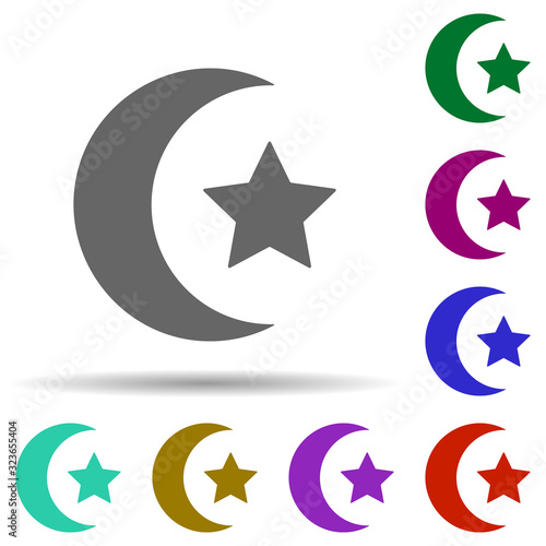 Crescent in multi color style icon. Simple glyph, flat vector of world religiosity icons for ui and ux, website or mobile application