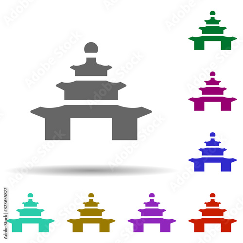 Pagoda in multi color style icon. Simple glyph, flat vector of world religiosity icons for ui and ux, website or mobile application