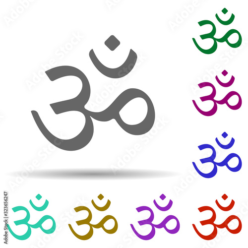 Hinduism om in multi color style icon. Simple glyph, flat vector of world religiosity icons for ui and ux, website or mobile application
