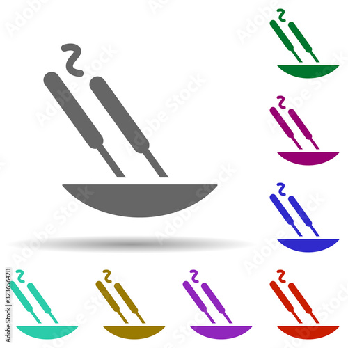 Incense in multi color style icon. Simple glyph, flat vector of world religiosity icons for ui and ux, website or mobile application