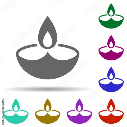 Diwali in multi color style icon. Simple glyph, flat vector of world religiosity icons for ui and ux, website or mobile application