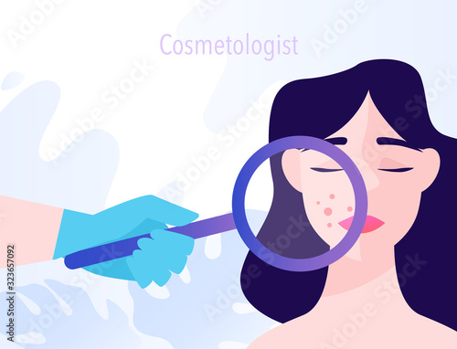 Cosmetologist concept, skin care and treatment. Young woman