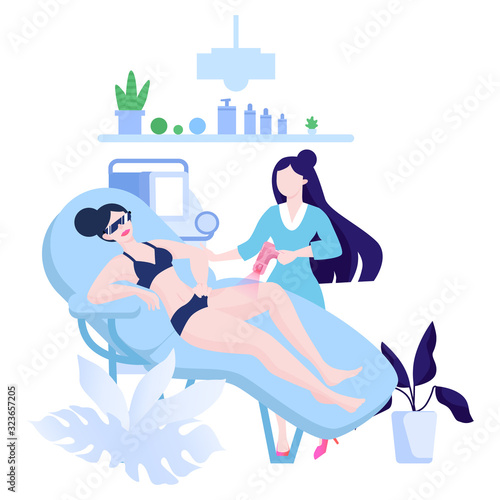Laser hair removal methods for women. Epilation beauty procedure.