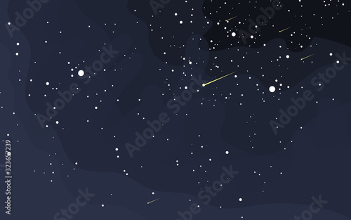 Vector space background . Cute flat style template with Stars in Outer space	