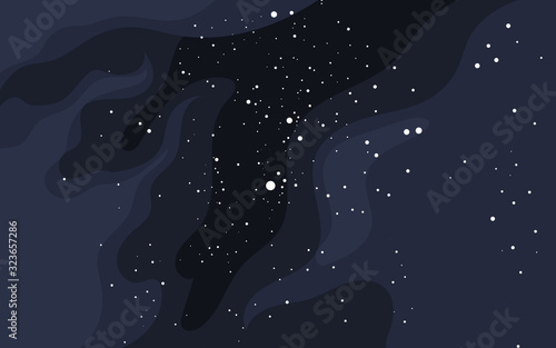 Vector space background . Cute flat style template with Stars in Outer space	
