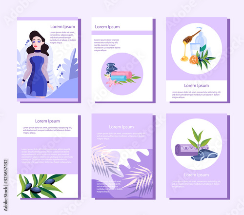 Beauty and spa center web banner or brochure set