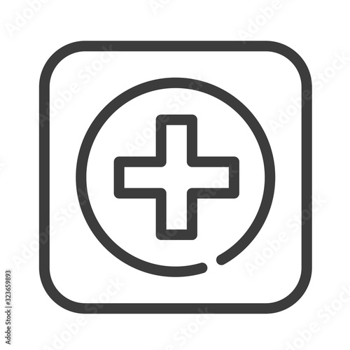 Health-care black line icon. Medical help. Public navigation. Pictogram for web page, mobile app, promo. UI UX GUI design element. Editable stroke.