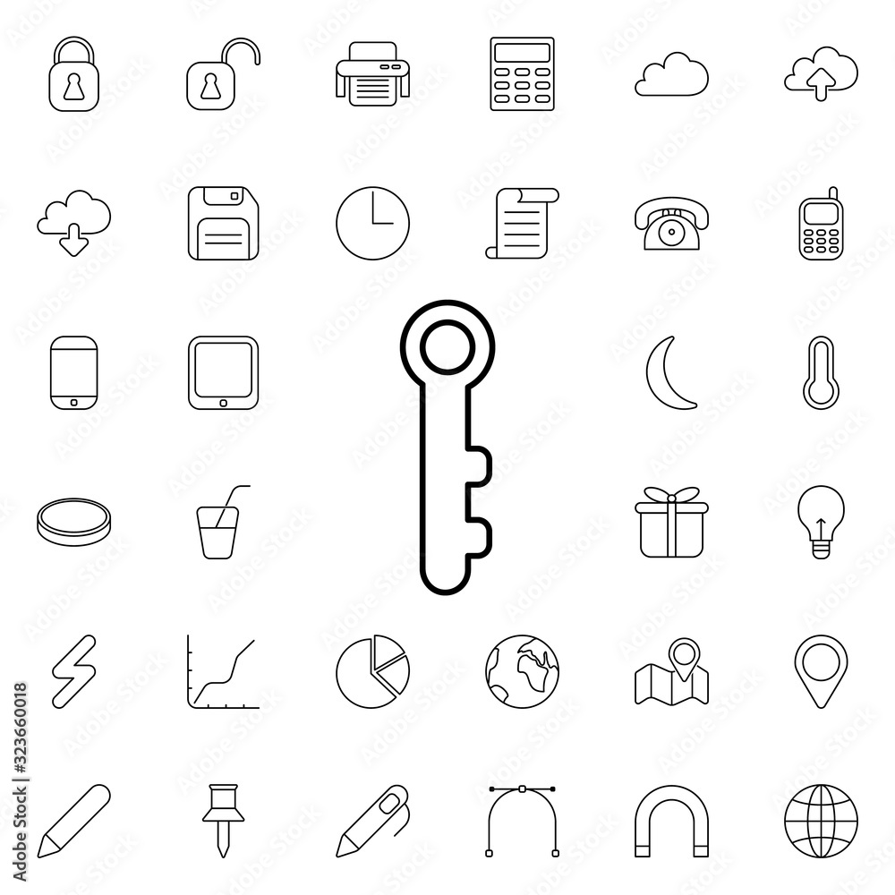Key icon. Universal set of web for website design and development, app development Key icon. Universal set of web for website design and development, app development