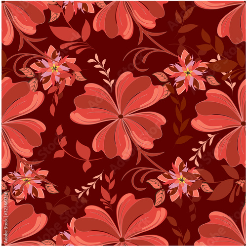 Vector abstract background flowers seamless pattern