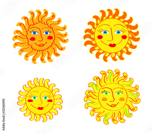 Shrovetide of the sun on a white background. Cartoon. Vector illustration.