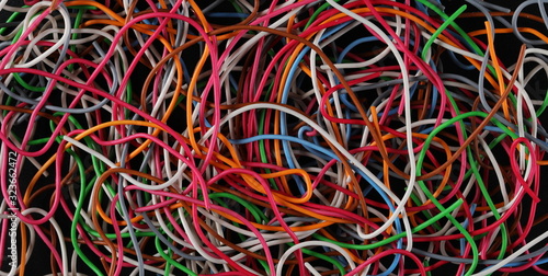 Colorful telecommunication network wires background and texture