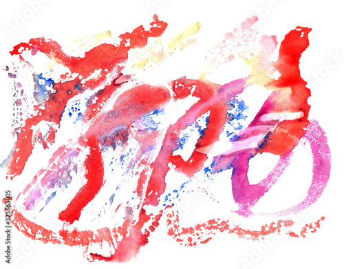 Abstract multicolored watercolor smears on white background