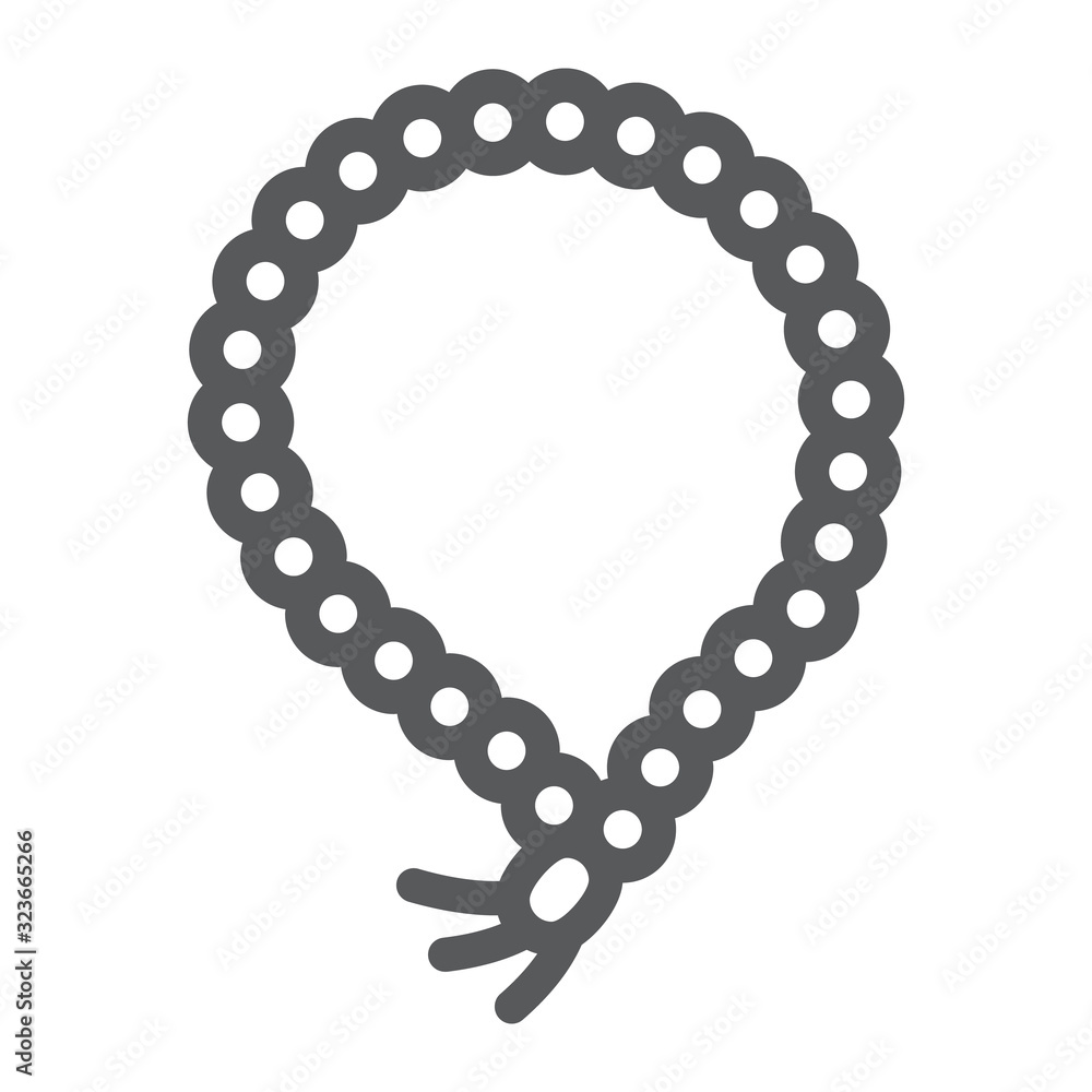 Obraz premium Misbaha line icon, ramadan and dhikr, muslim tasbih sign, vector graphics, a linear pattern on a white background, eps 10.