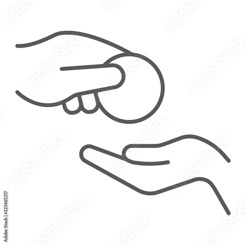Zakat thin line icon, ramadan and zakah, charity sign, vector graphics, a linear pattern on a white background, eps 10.