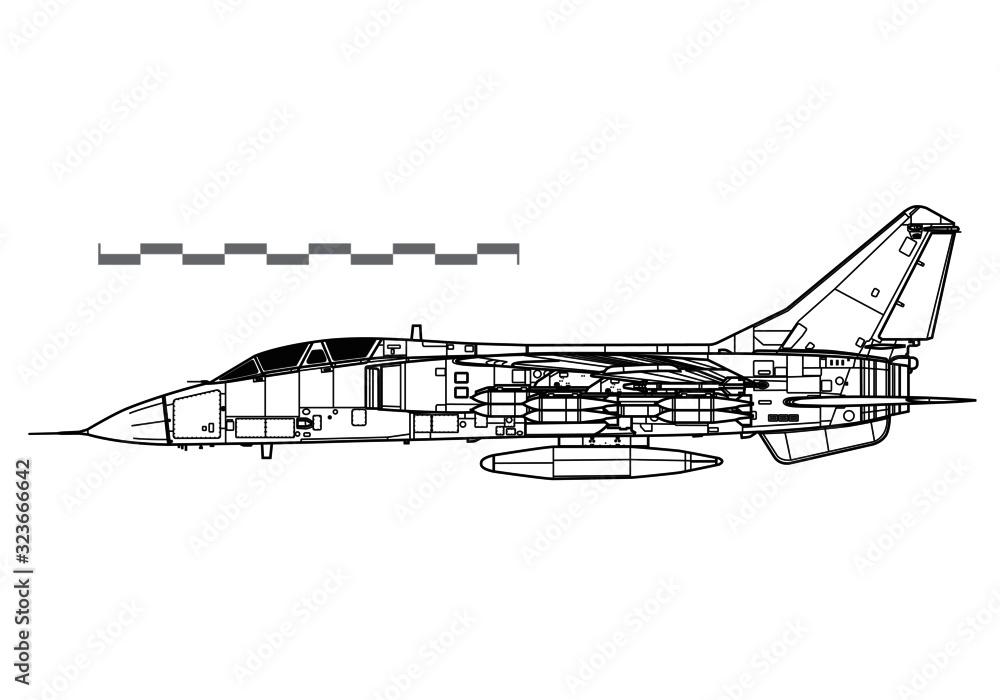 Xian JH-7, FBC-1 Flying Leopard. Vector drawing of modern combat aircraft. Side view. Image for illustration. Xian JH-7, FBC-1 Flying Leopard. Vector drawing of modern combat aircraft. Side view. Image for illustration.