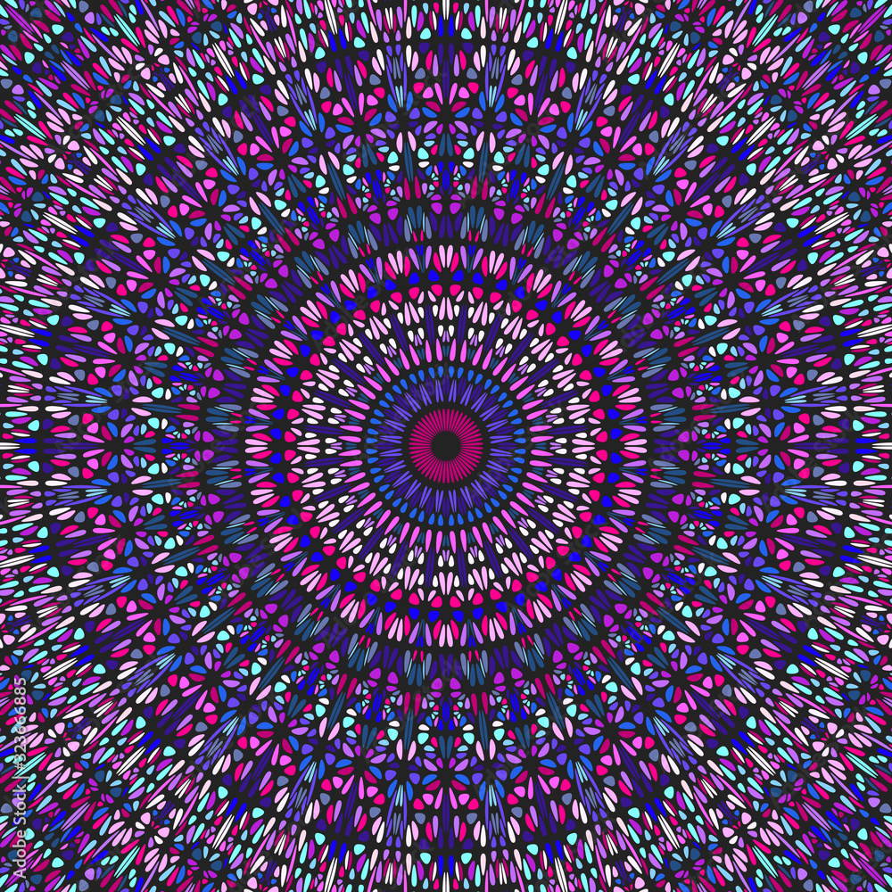 Obraz premium Psychedelic geometrical flower ornament mandala background - abstract hypnotic colorful floral circular vector design