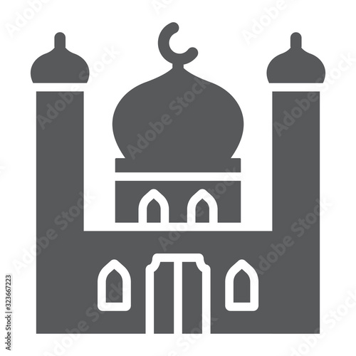 Mosque glyph icon, ramadan and islam, islamic building sign, vector graphics, a solid pattern on a white background, eps 10.