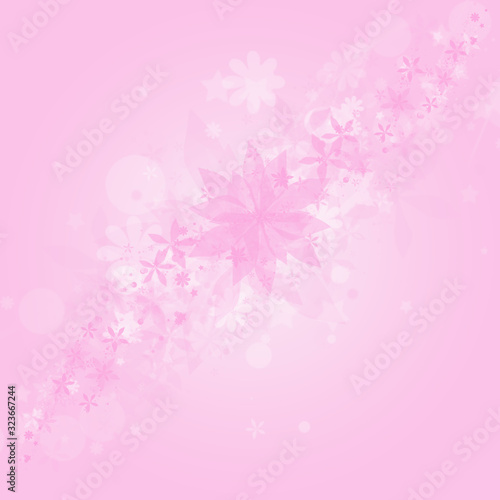 It's spring time! Pink blurry flowers with white bokeh effect on a gently pink background. Illustration.