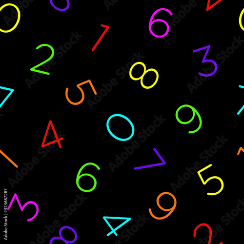 Colorful numeral seamless vector pattern.
