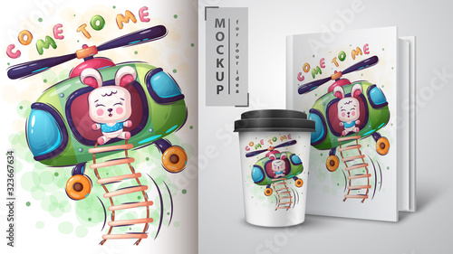 Helicopter fly poster and merchandising