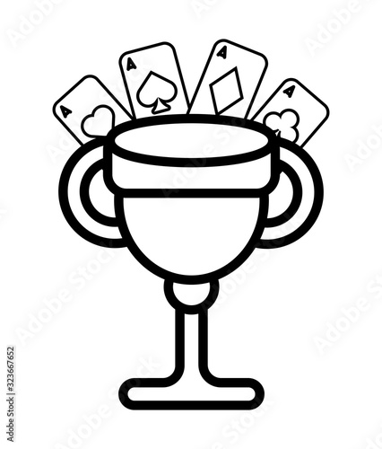 trophy cup award and casino cards