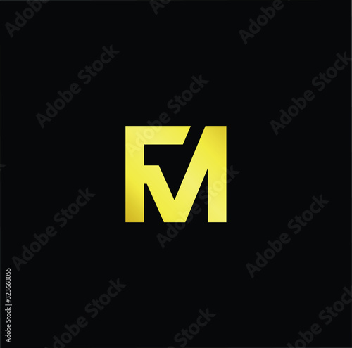 Outstanding professional elegant trendy awesome artistic black and white color FM MF Minitial based Alphabet icon logo.