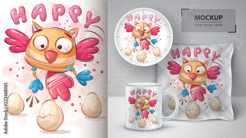 Happy bird poster and merchandising