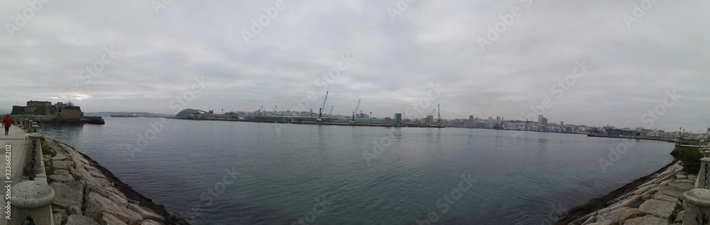 Panoramic photo of the port of La Coruna