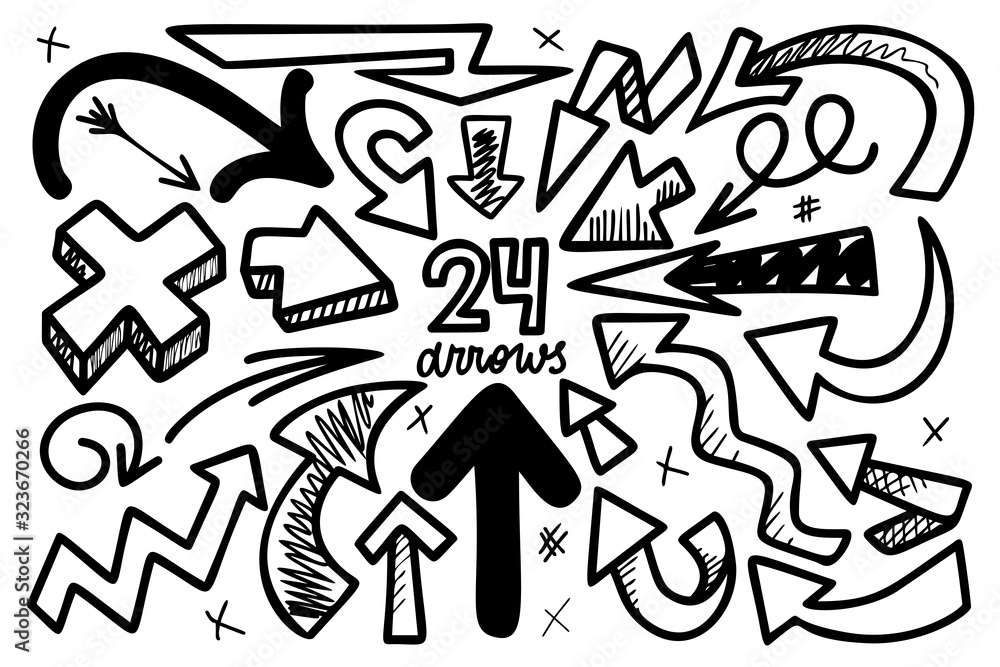 Obraz premium Hand drawn arrows vector illustration set