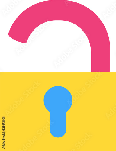 Open padlock flat vector icon