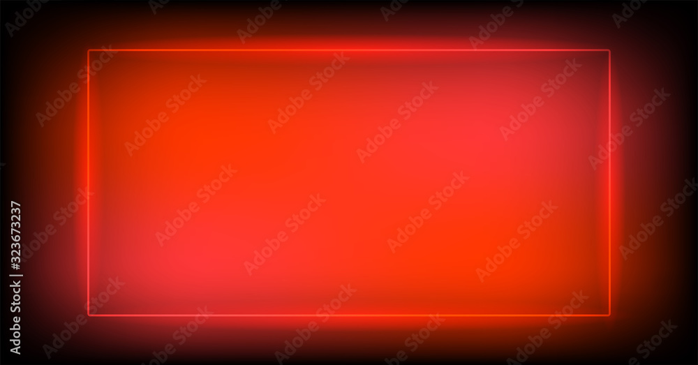 Neon sign.Rectangle glowing light banner with blank space. Electric rectangle frame on dark red background.Neon right-angled background with flares and sparkles. Vintage vector illustration Neon sign.Rectangle glowing light banner with blank space. Electric rectangle frame on dark red background.Neon right-angled background with flares and sparkles. Vintage vector illustration