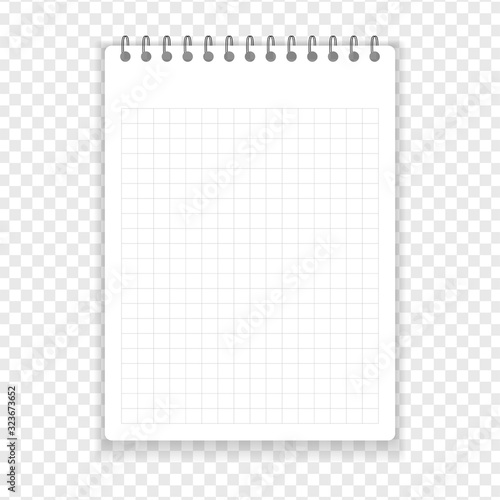 Realistic notebook or notepad with binder. Memo note pad or diary paper page templates. Vector illustration