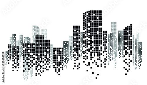 Building and urban illustration, urban scene at night