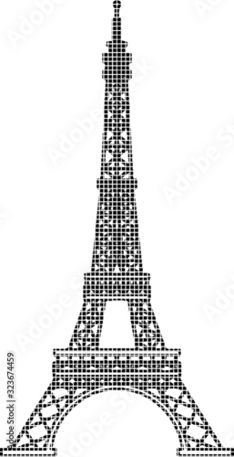 Fototapeta Naklejka Na Ścianę i Meble -  Paris line line style illustration. The famous Eiffel Tower in Paris, France. The architectural symbol of the city of France. Illustration of the vector structure of the building
