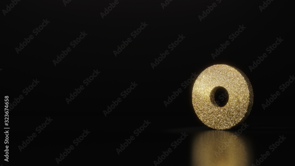 science glitter gold glitter symbol of dot circle 3D rendering on dark black background with blurred reflection with sparkles science glitter gold glitter symbol of dot circle 3D rendering on dark black background with blurred reflection with sparkles