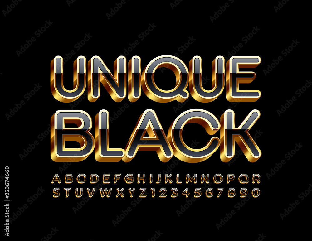 Vector Unique Black 3D Font. Luxury Alphabet Letters, Numbers and Symbols. Vector Unique Black 3D Font. Luxury Alphabet Letters, Numbers and Symbols.