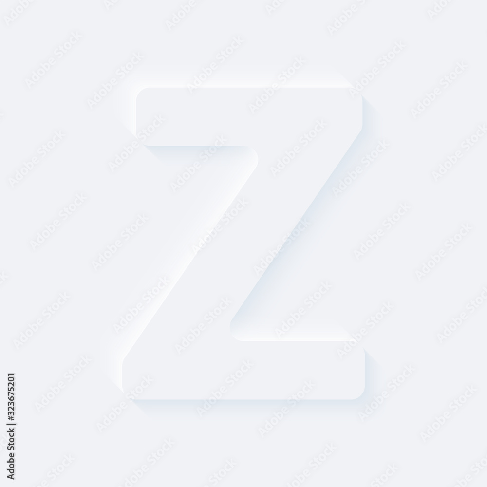Vector button letter of alphabet Z. Bright white gradient neumorphic effect character type icon. Internet gray symbol isolated on a background. Vector button letter of alphabet Z. Bright white gradient neumorphic effect character type icon. Internet gray symbol isolated on a background.