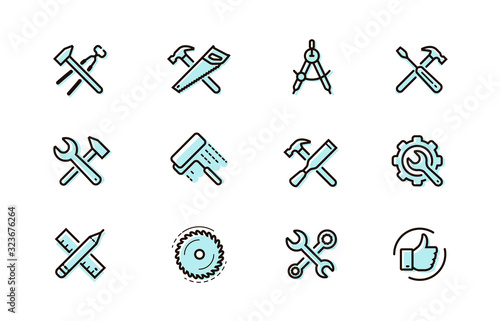 Tools icon set. Industry, building, repair symbol. Vector
