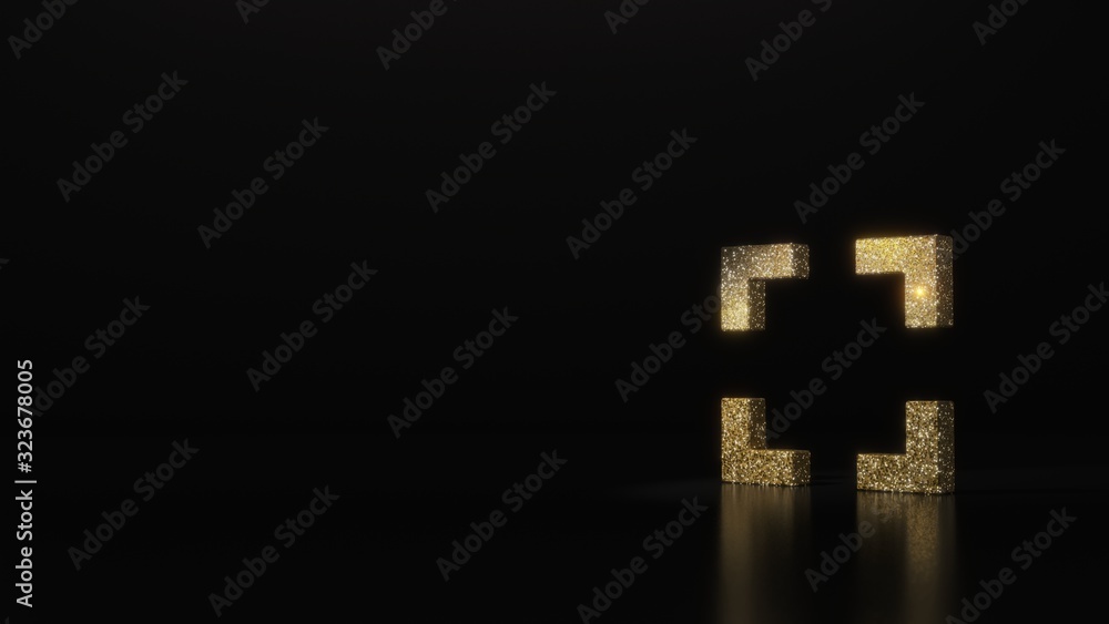 science glitter gold glitter symbol of interface 3D rendering on dark black background with blurred reflection with sparkles science glitter gold glitter symbol of interface 3D rendering on dark black background with blurred reflection with sparkles