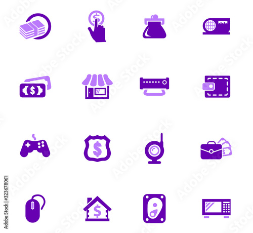 Pawn shop icons set
