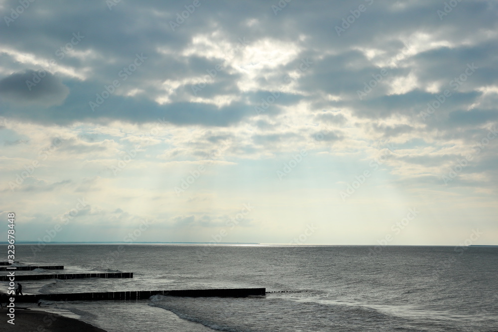Baltic sea coast in cloudy weather