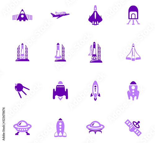 Space platform icons set