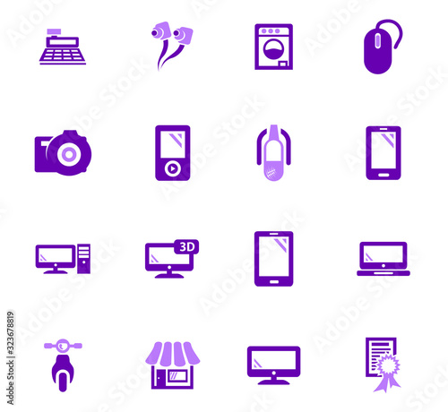 Supermarket electronic icons set