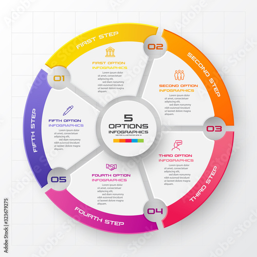 Circle infographic template with 5 options,Vector illustration.