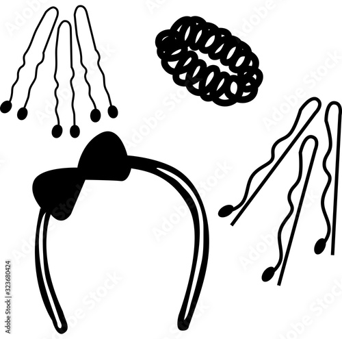 Tableau sur toile doodle hair clips on white background for thematic design
