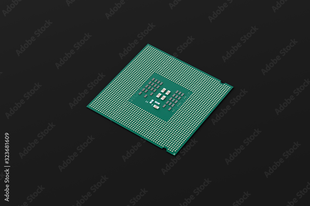 microprocessor on a black background, components, icon, place for text microprocessor on a black background, components, icon, place for text