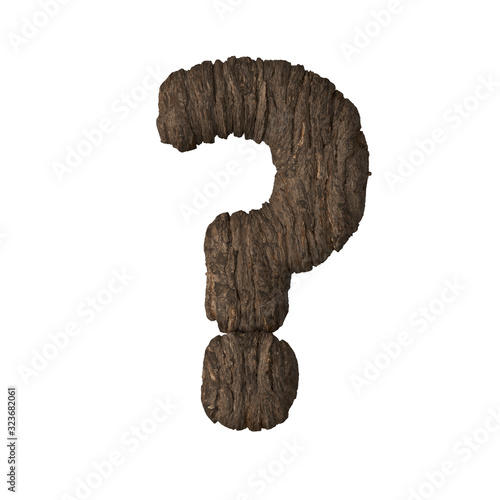 Bark letter ? - 3D illustration photo