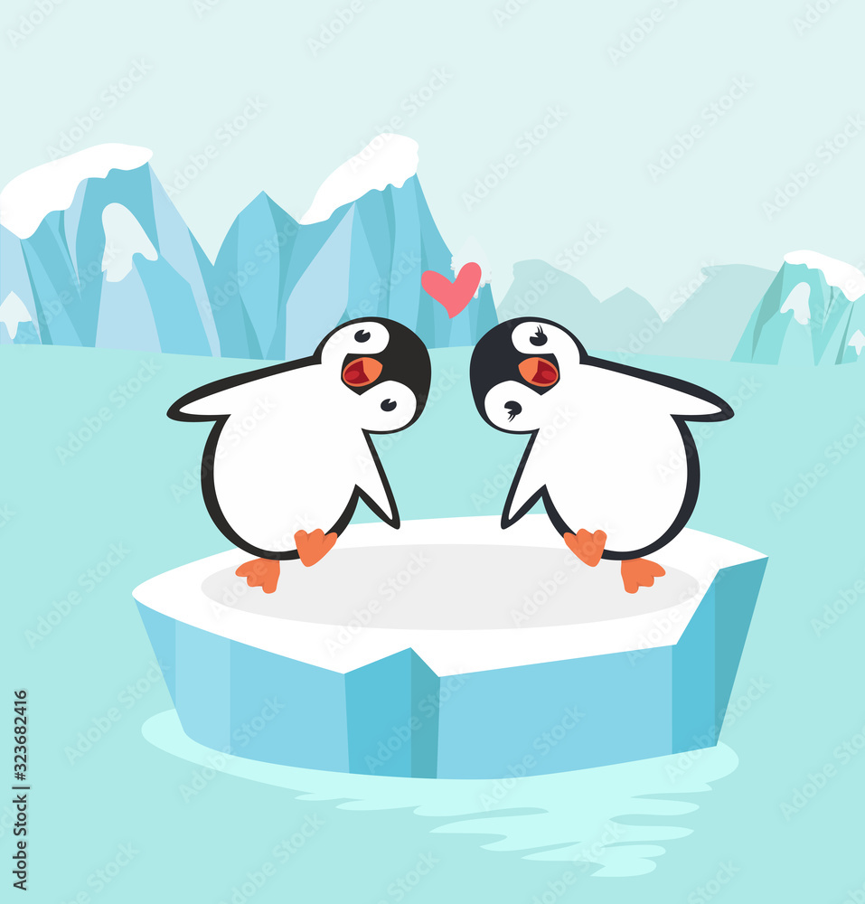 Obraz premium Penguin couple in North pole Arctic