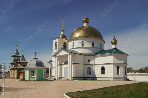 Russian architecture. Monastery courtyard. Spaso-Kazansky Simanskiy Women's Monastery. Russia, Pskov Oblast, Ostrov photo